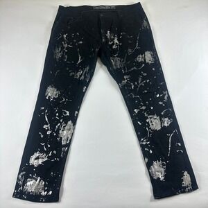 The Heritage America 76 Mens 42x34 Black Jeans Paint Splatter Distressed Style